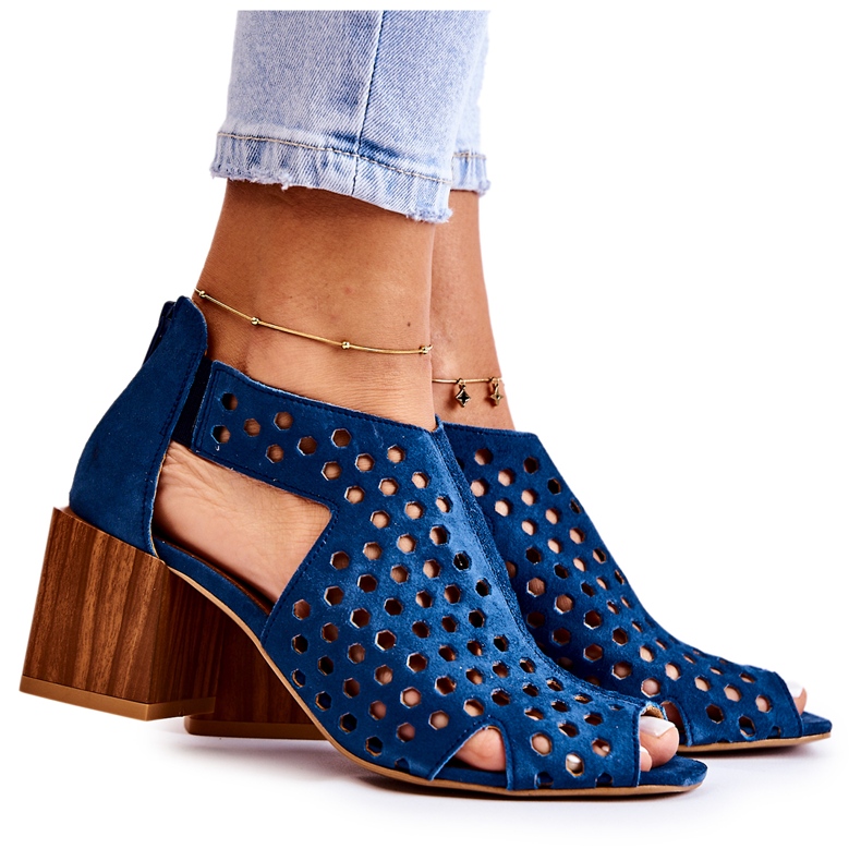 Botas a céu aberto em um poste Maciejka 04593-17 Azul marinho