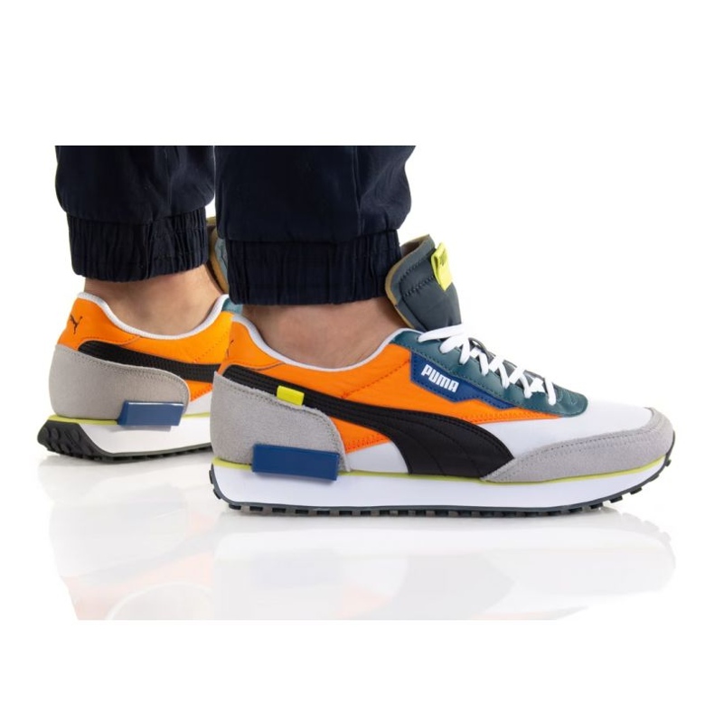 Sapatos Puma Future Rider Play On M 371149 77 preto laranja cinza multicolorido