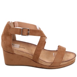 Sandálias de cunha Ashlyn Camel marrom