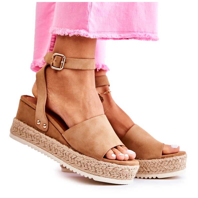 FE1 Sandálias de Camurça Camel Lisboa bege