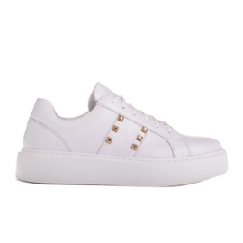 Marco Shoes Tênis leve com tachas douradas branco
