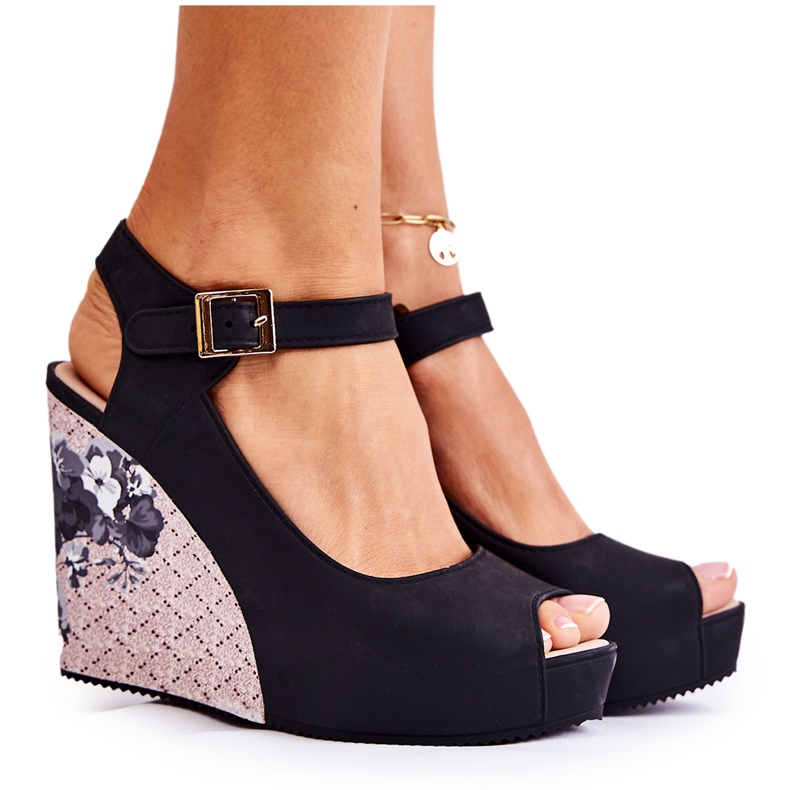 PH1 Sandálias pretas femininas em Wedge Nemesis preto