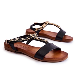 S.Barski Sandália infantil com fivela Black Letto preto