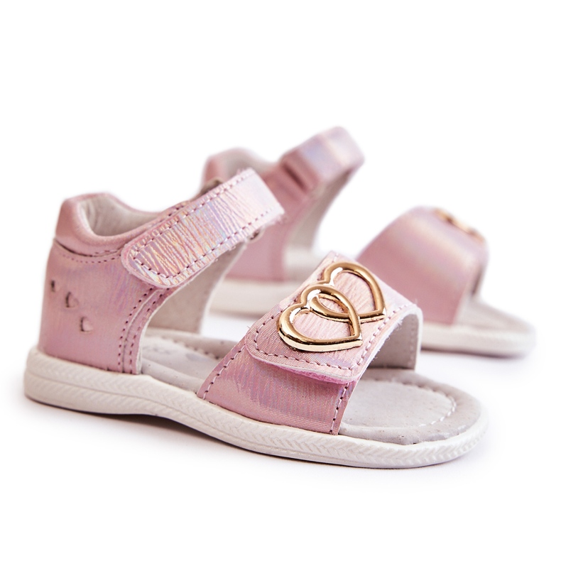 PE1 Sandália infantil com velcro rosa Catia ['rosa']