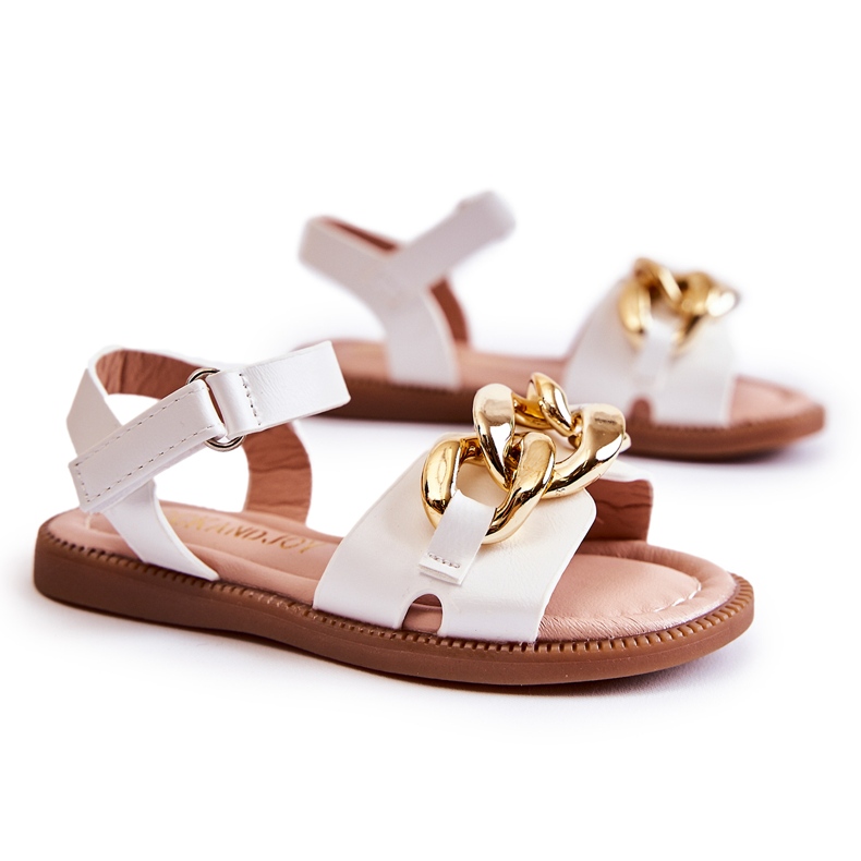 FR1 Sandália infantil com velcro Layra branco ['branco']