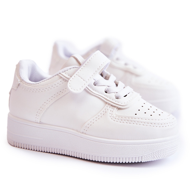 Tênis esportivo infantil com velcro branco Elike