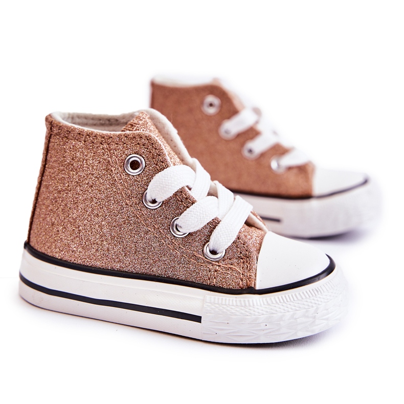 Tênis infantil dourado rosa alto Catrina