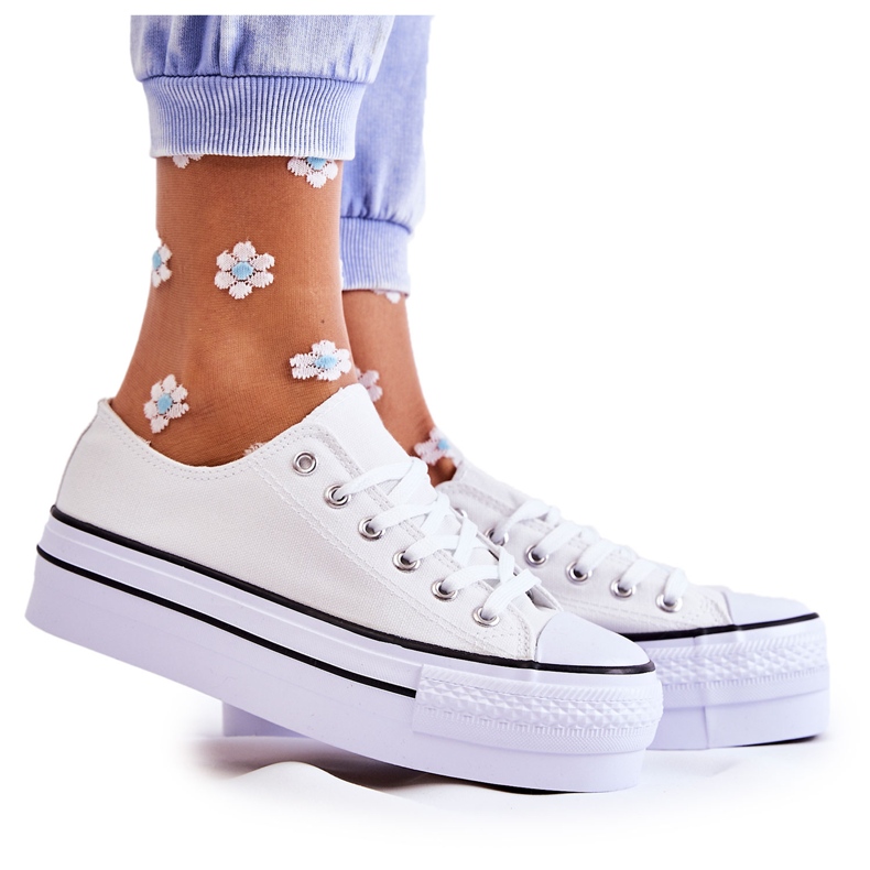 FS3 Tênis feminino em plataforma maciça em Farona branco