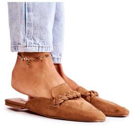 FB1 Chinelos Femininos Camurça Bege Olena castanho