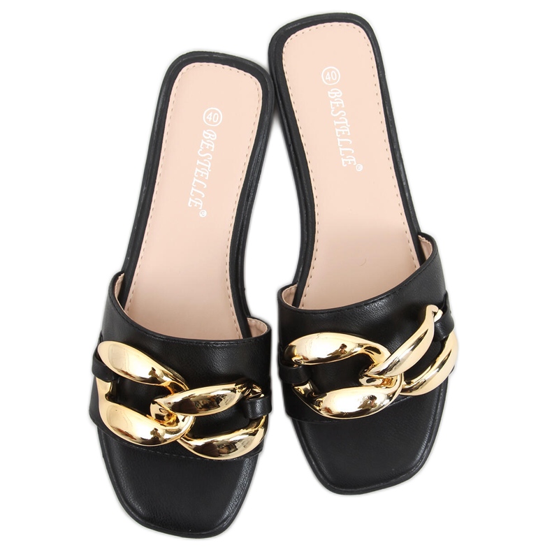 Dalia Black Chinelos com corrente preto