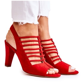 S.Barski Sandálias de salto alto vermelho de camurça Vinnie