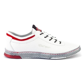 Polbut Sapatos casuais de couro masculino K23 branco com vermelho