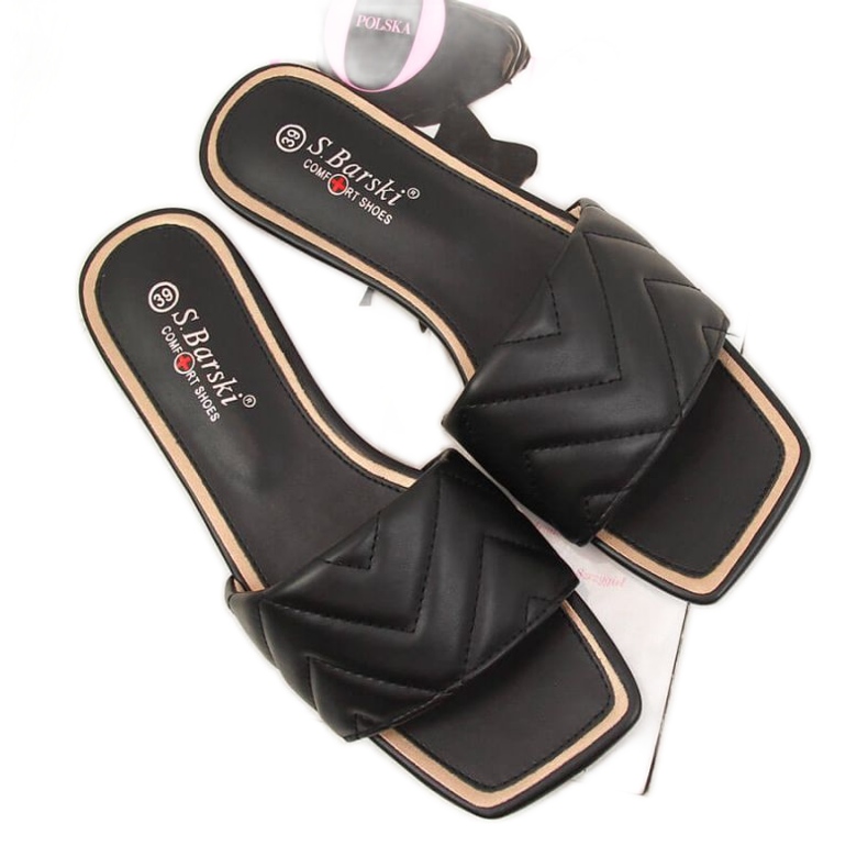 Chinelos acolchoados S. Barski W OLI103A preto
