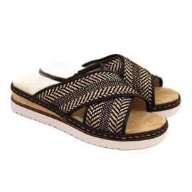 Chinelos de cunha Rieker W R459 pretos Chinelos de cunha Rieker W R459 pretos