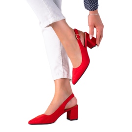 SHELOVET Bombas vermelhas com salto aberto vermelho