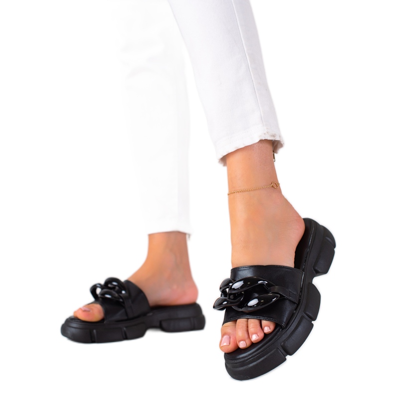 SHELOVET Chinelos femininos na plataforma preto