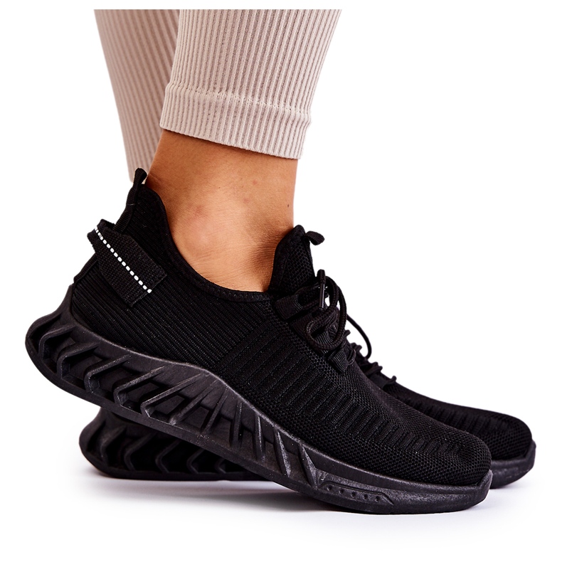 FM1 Tênis esportivo feminino de pano preto Lenney