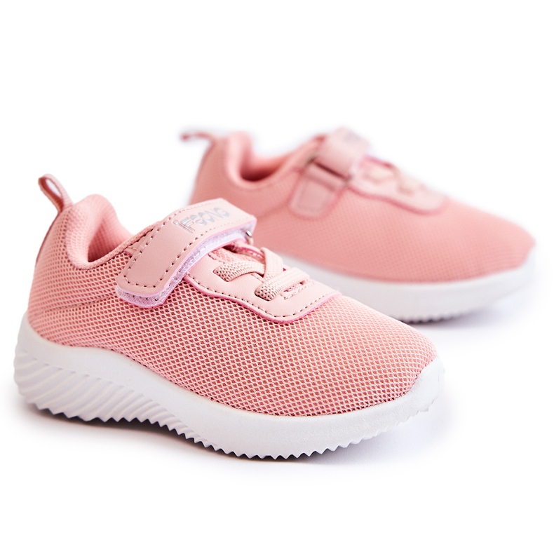 FR1 Tênis esportivo infantil com velcro rosa Lexy