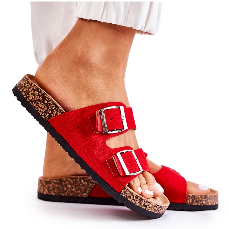 Chinelos femininos Misandei vermelhos