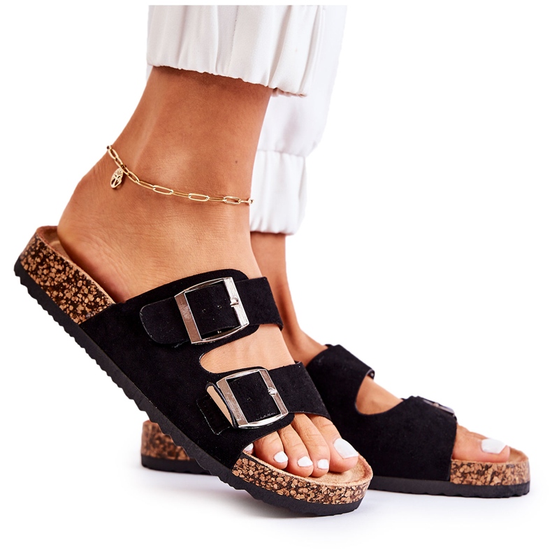 FB1 Chinelos pretos femininos Misandei