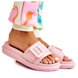 Chinelos femininos com fivela rosa Devia Chinelos femininos com fivela rosa Devia