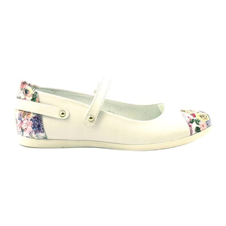 Ballerinas de couro feminino com flores brancas Bartek branco
