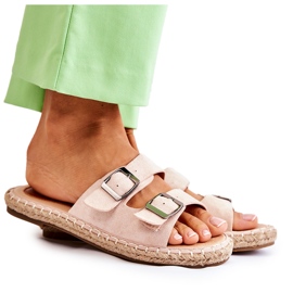 Chinelos Femininos Clássicos de Camurça Bege Casilda