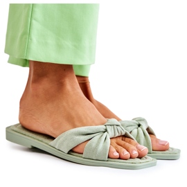 Chinelos femininos camurça verde camurça da moda