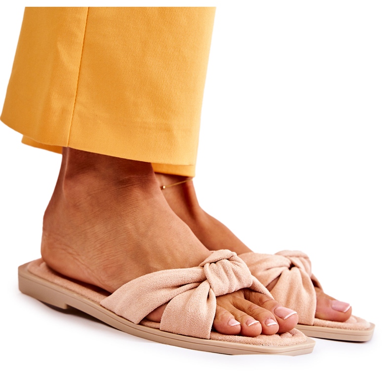 PG1 Chinelos femininos de camurça nude camurça da moda bege rosa