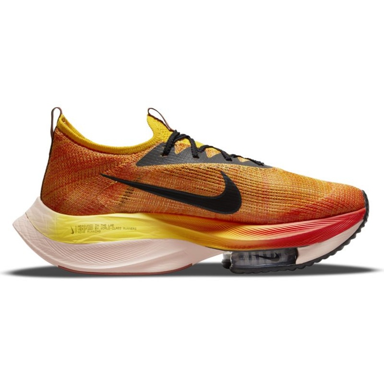 Tênis de corrida Nike Air Zoom Alphafly Next% Flyknit M DO2407-728 preto laranja amarelo