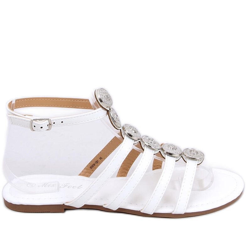 Sandália feminina gladiadora Logan White. branco