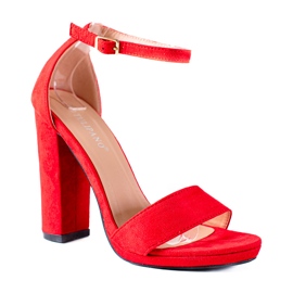 SHELOVET Sandálias altas em uma barra vermelho