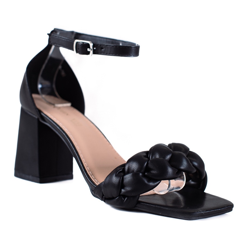 SHELOVET Sandálias femininas trançadas preto