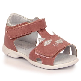 Sandálias de menina com velcro rosa gatos Kornecki 6305