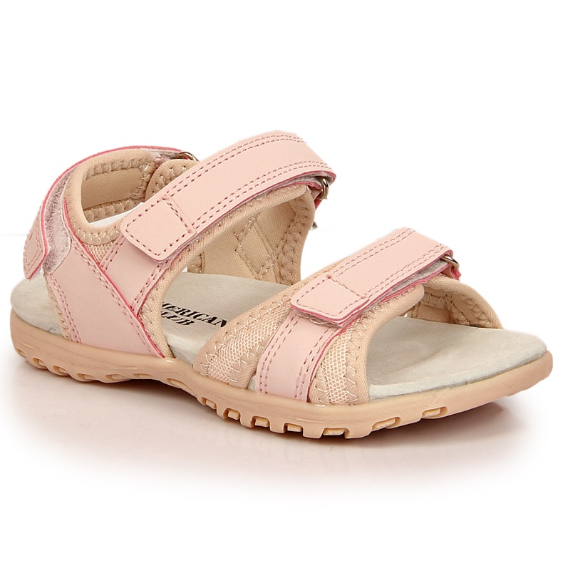 Sandálias de velcro rosa American Club para menina