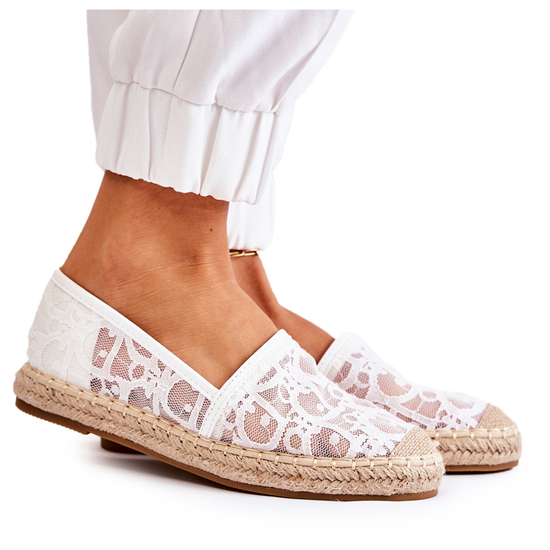 S.Barski Alpargatas femininas clássicas brancas Catris Openwork branco