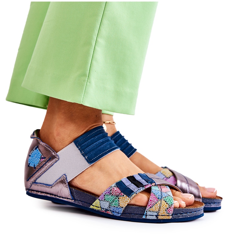 Sandálias de couro com nervuras Maciejka 03375 azul