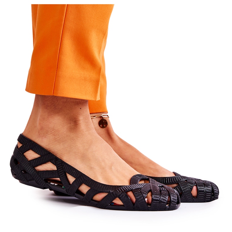 PH1 Bailarinas femininas de borracha preta Indila preto