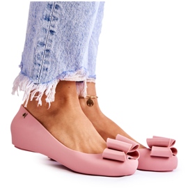 PH1 Bailarinas femininas de borracha com laço rosa floret