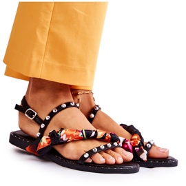PG1 Sandálias femininas com ornamentos pretos Mataro PG1 Sandálias femininas com ornamentos pretos Mataro