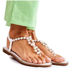 PG1 Sandálias da moda chinelos com pérolas brancas Isalia branco