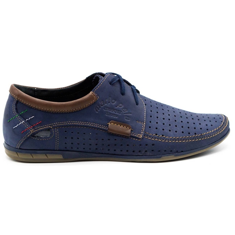 Mario Pala Sapatos perfurados masculinos 563 azul marinho castanho