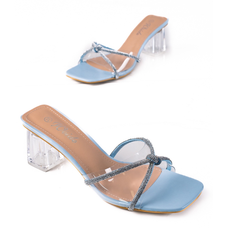 SHELOVET chinelos femininos transparentes azul