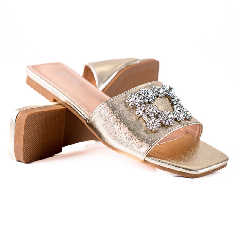 SHELOVET Chinelos elegantes dourado