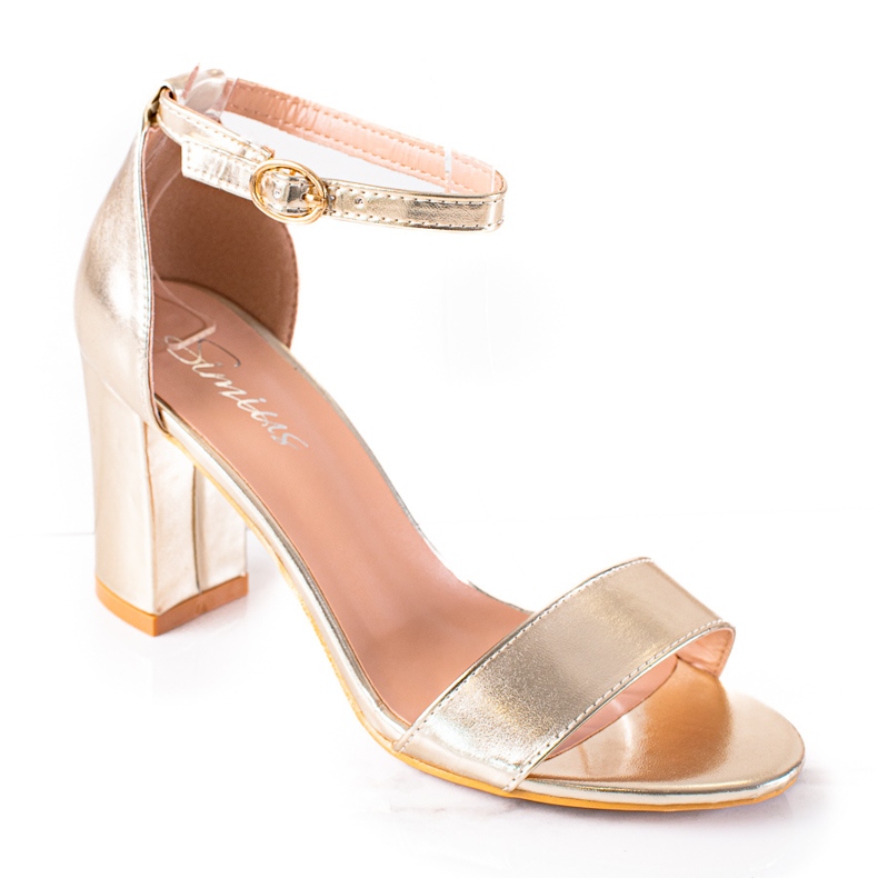 SHELOVET Sandálias douradas em um bar dourado