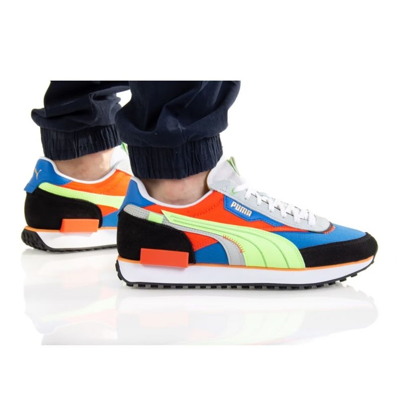 Puma Future Rider deslocado M 383148 02 preto azul laranja multicolorido