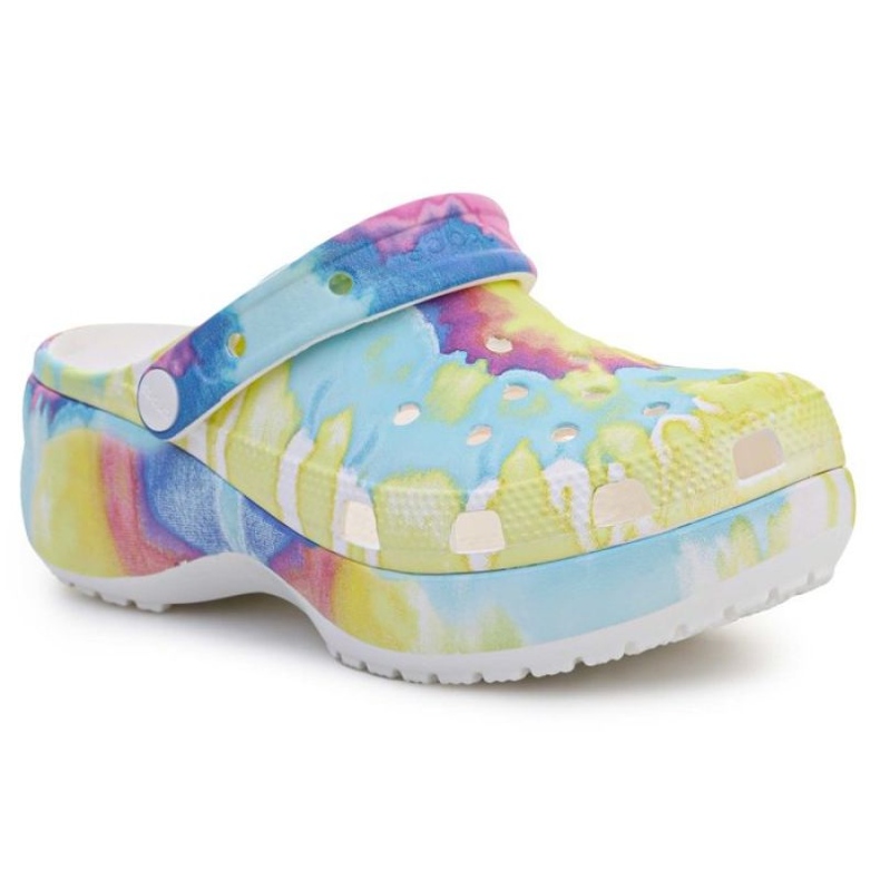 Cunha de tamanco gráfico Crocs Classic Platform Tie Dye W 207151-94S azul