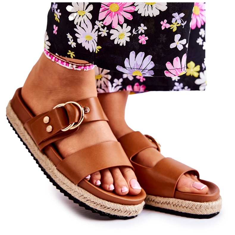 FB1 Chinelos femininos Penélope bege da moda castanho