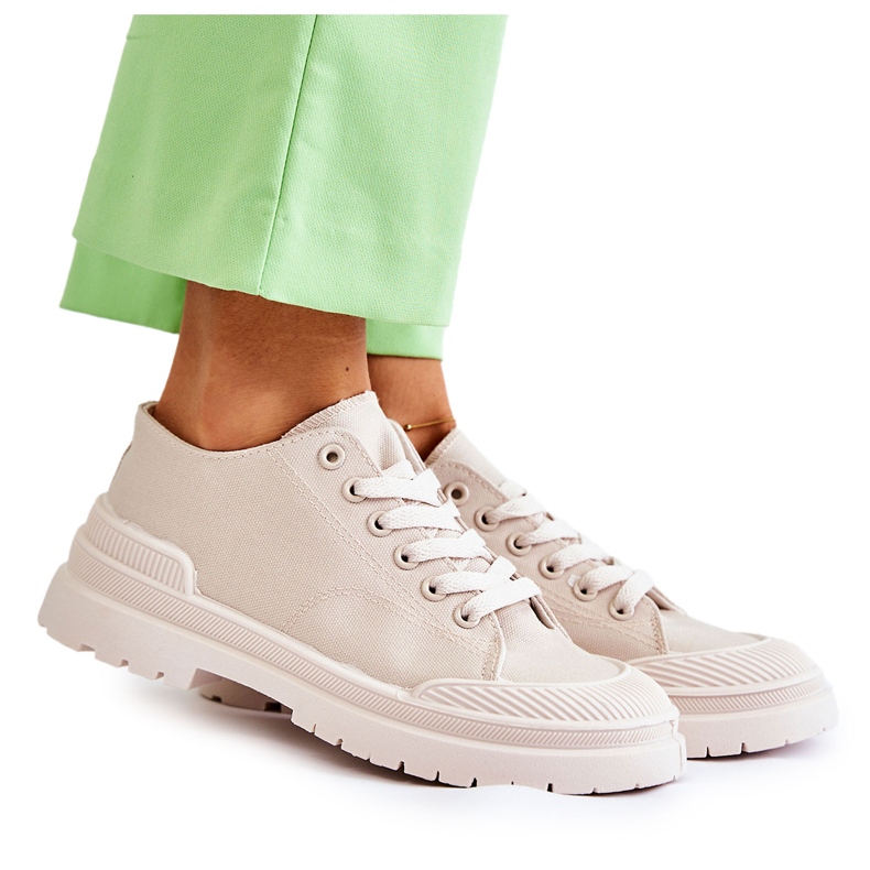 PS1 Tênis feminino de pano bege claro Parossa