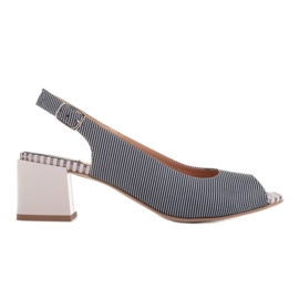 Marco Shoes Sandálias femininas confortáveis com couro interessante azul Marco Shoes Sandálias femininas confortáveis com couro interessante azul